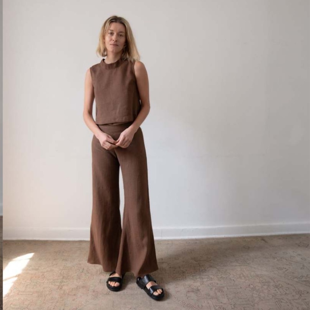 ZII Ropa Lora Reyo linen flare pant, Cowboy brown, Large